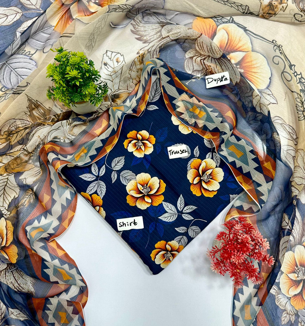 Bana Dora Bamber Dupatta All Over Linen 5 Suits A