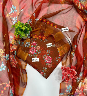 Bana Dora Bamber Dupatta All Over Linen 5 Suits A