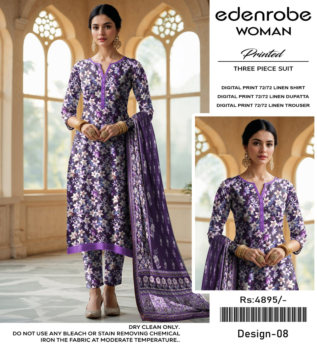 EDENROBE DIGITAL PRINT 72/72 LINEN  SUITS 6 A