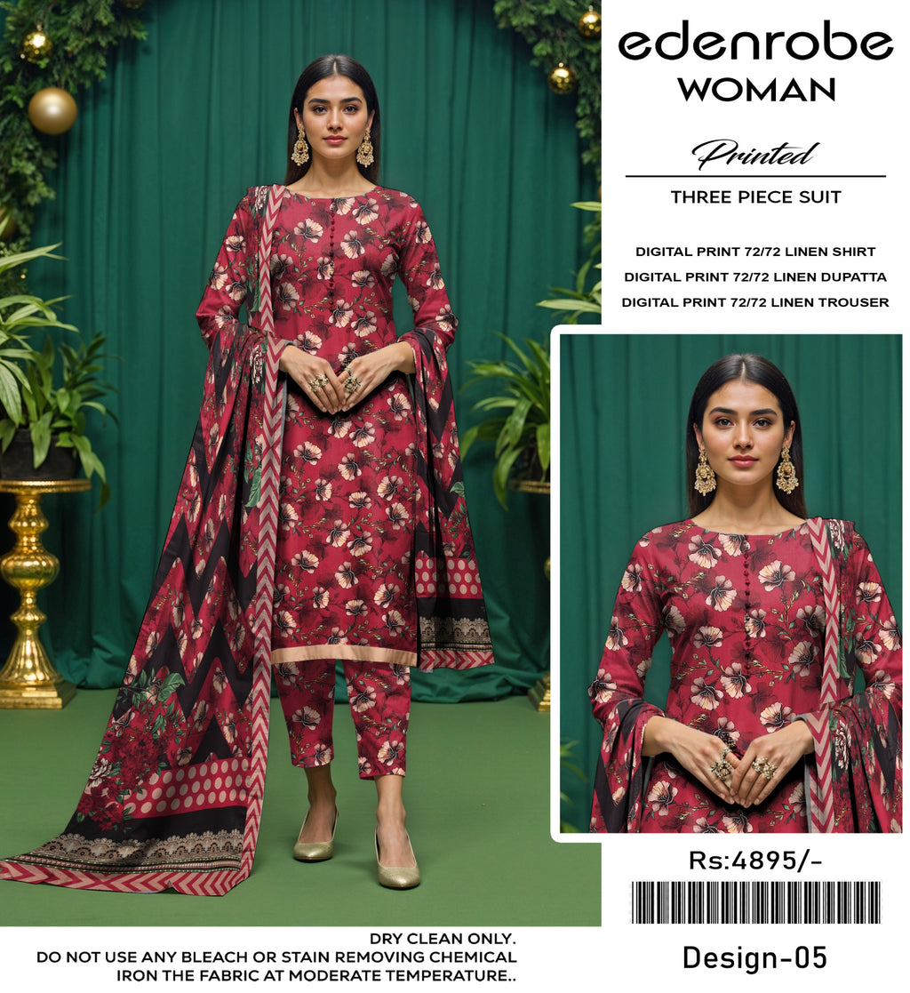EDENROBE DIGITAL PRINT 72/72 LINEN  SUITS 6 B