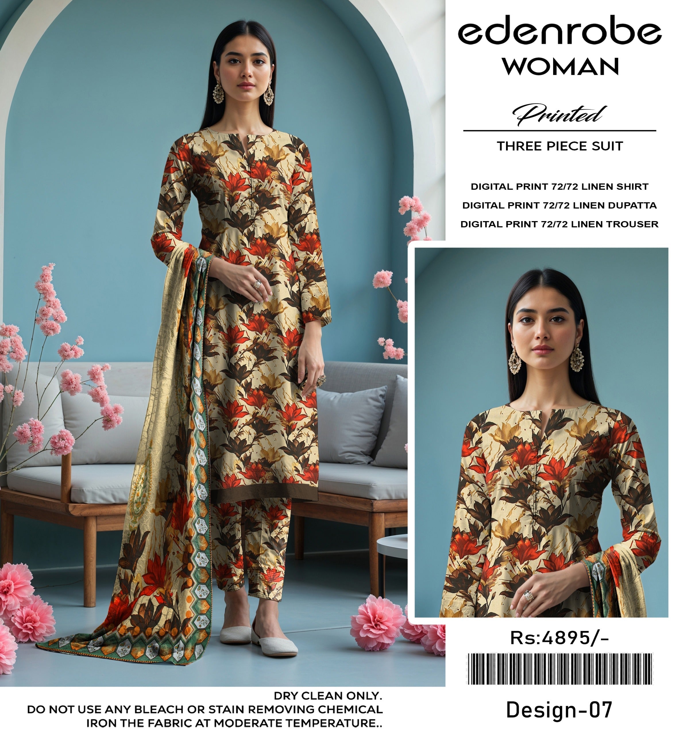 EDENROBE DIGITAL PRINT 72/72 LINEN 11 SUITS