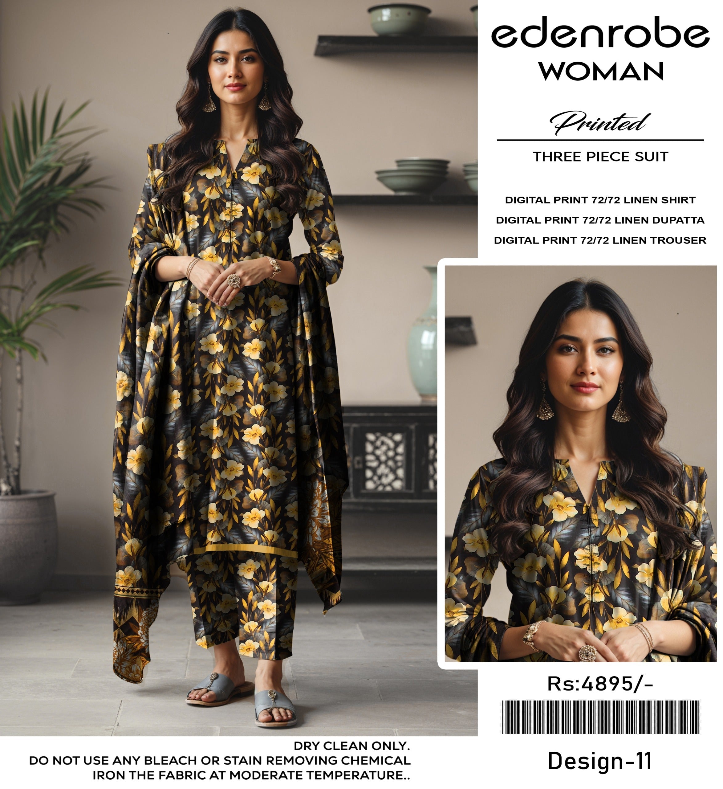 EDENROBE DIGITAL PRINT 72/72 LINEN 11 SUITS