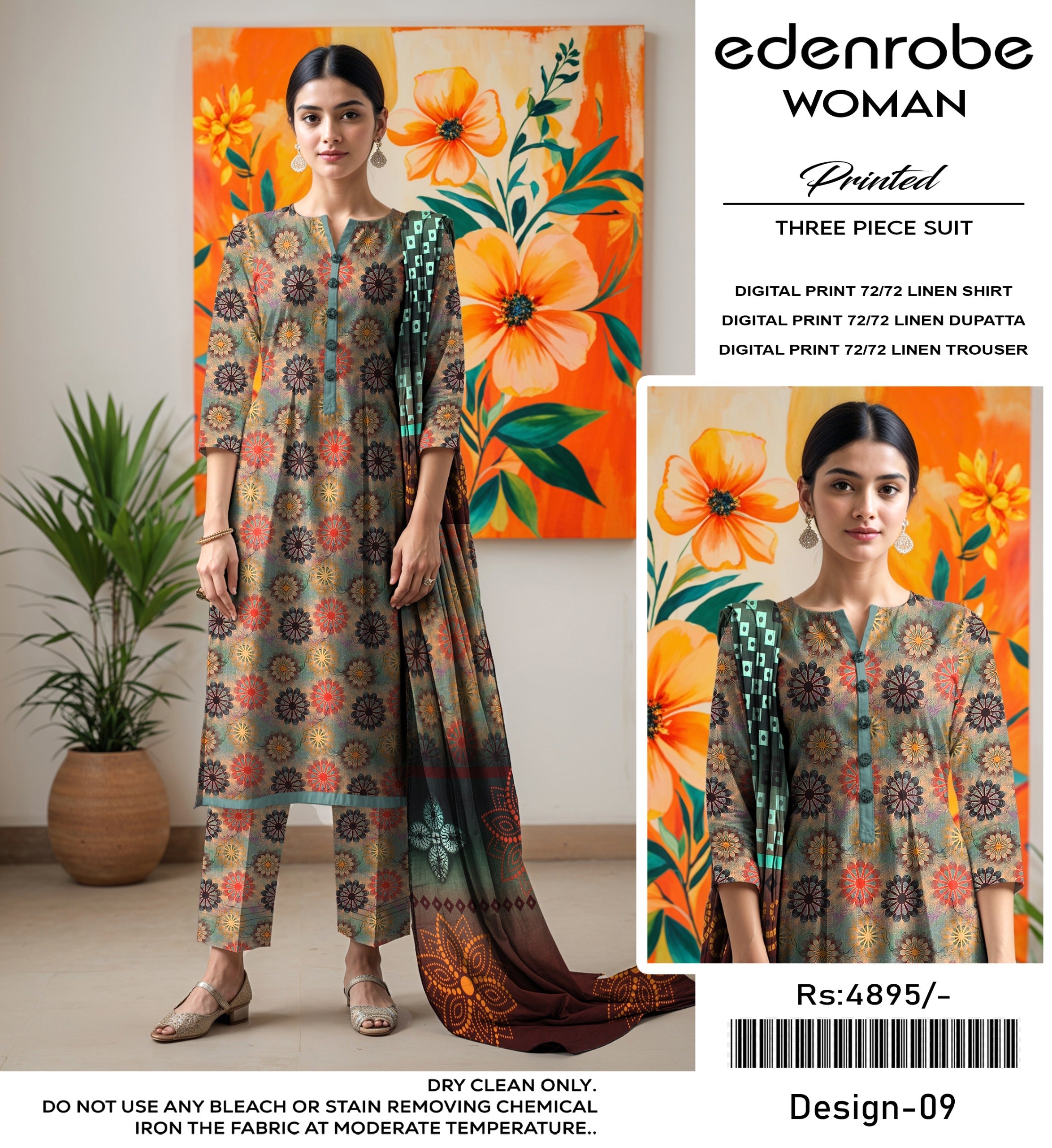 EDENROBE DIGITAL PRINT 72/72 LINEN 11 SUITS