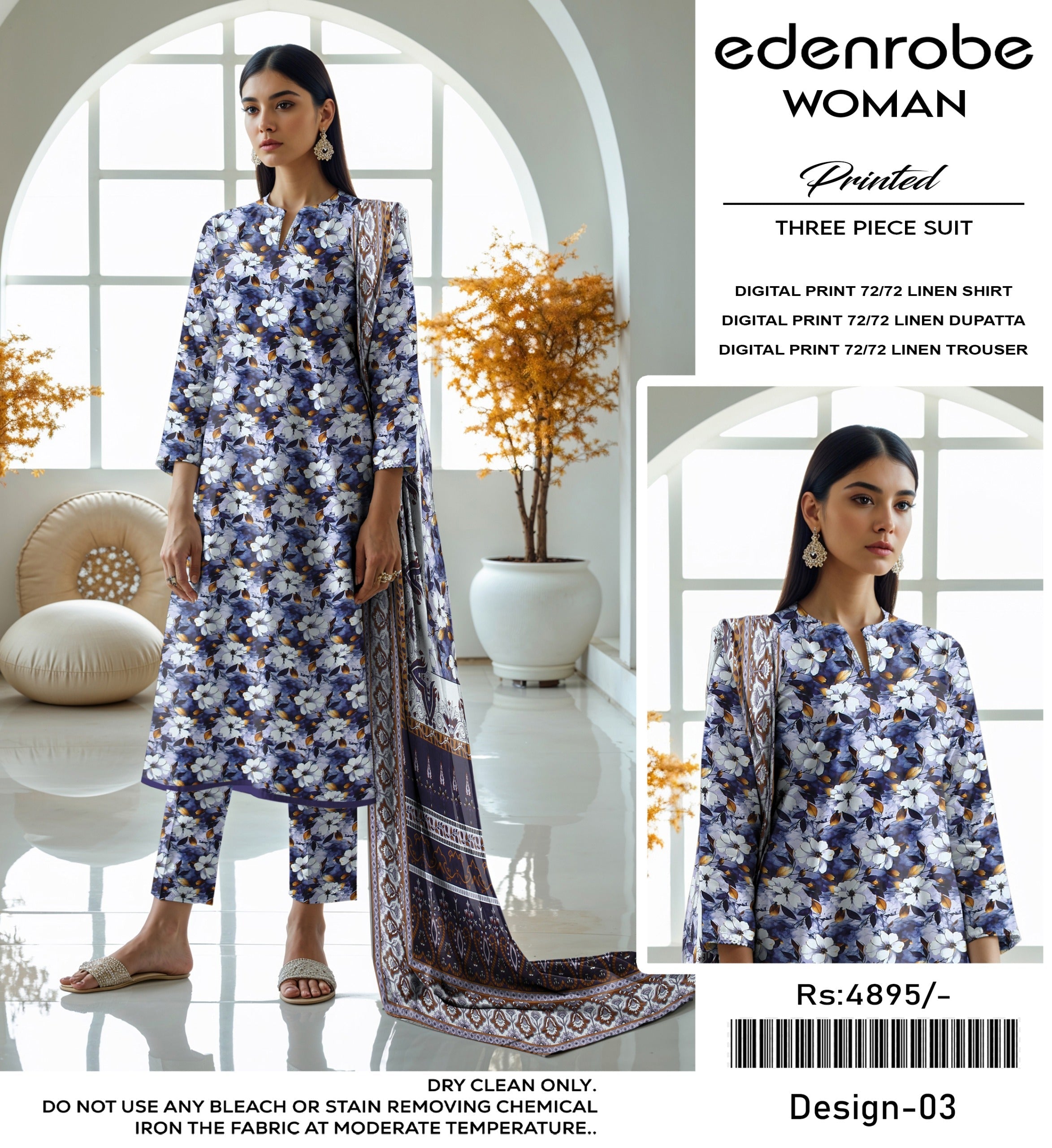 EDENROBE DIGITAL PRINT 72/72 LINEN 11 SUITS