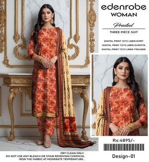 EDENROBE DIGITAL PRINT 72/72 LINEN 11 SUITS