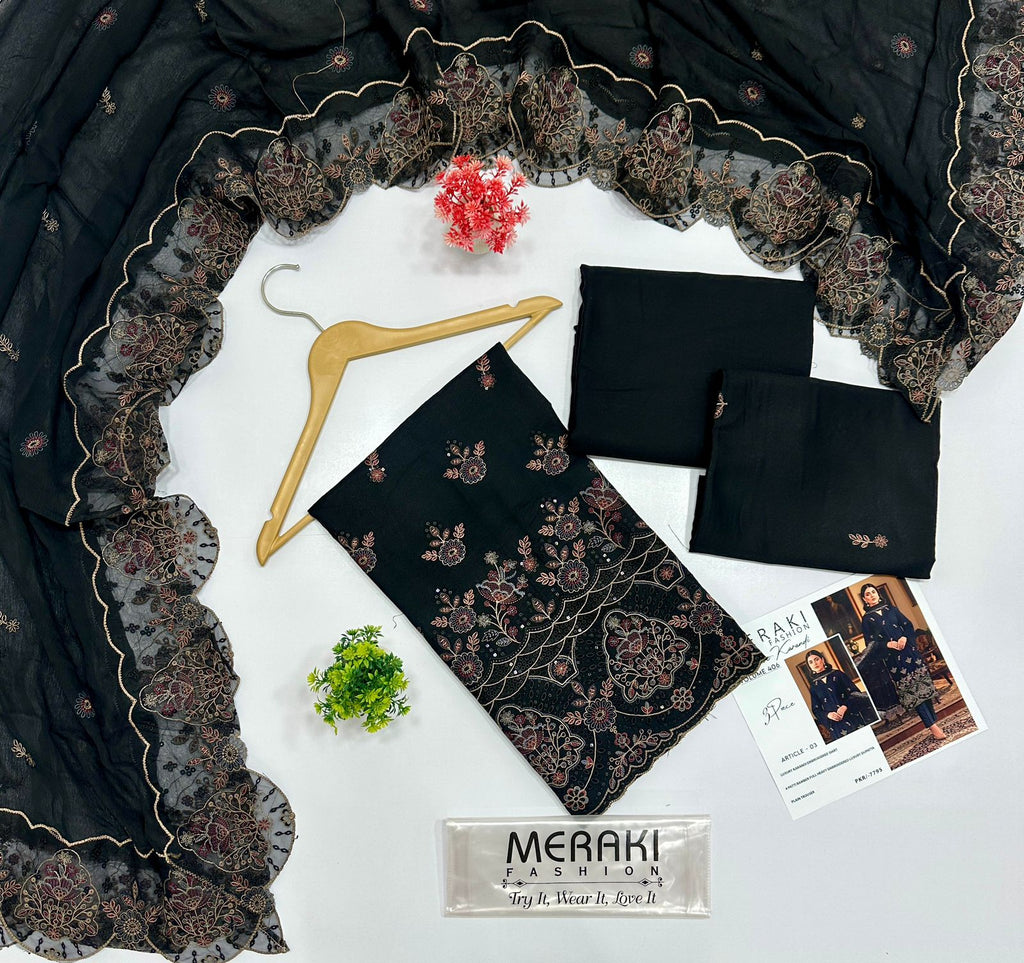 LUXURY EMBROIDERED MERAKI FASHION VOL 406 STAPAL KARANDI 4 SUITS B