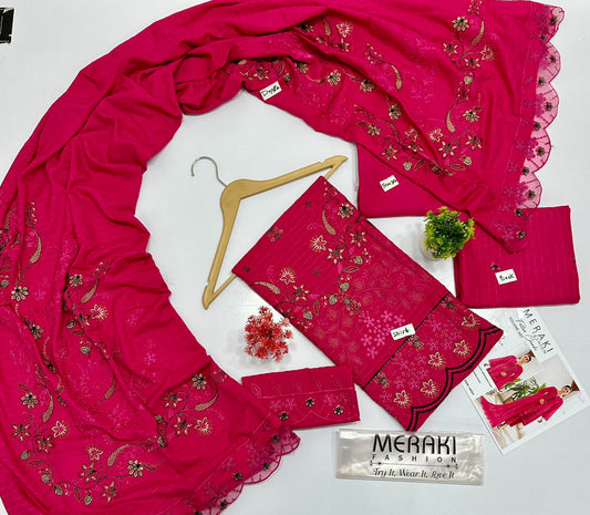 MERAKI FASHION VOL 407 CHAMKI PEACH WOOL (4 SUITS) A