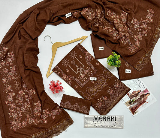 MERAKI FASHION VOL 407 CHAMKI PEACH WOOL (8 SUITS)