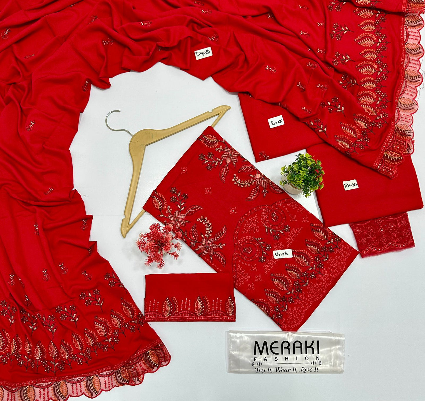 Tahzeeb By Meraki Fashion Vol  412 Luxury Embroidery 3 Pc Karandi (4 Suits ) A