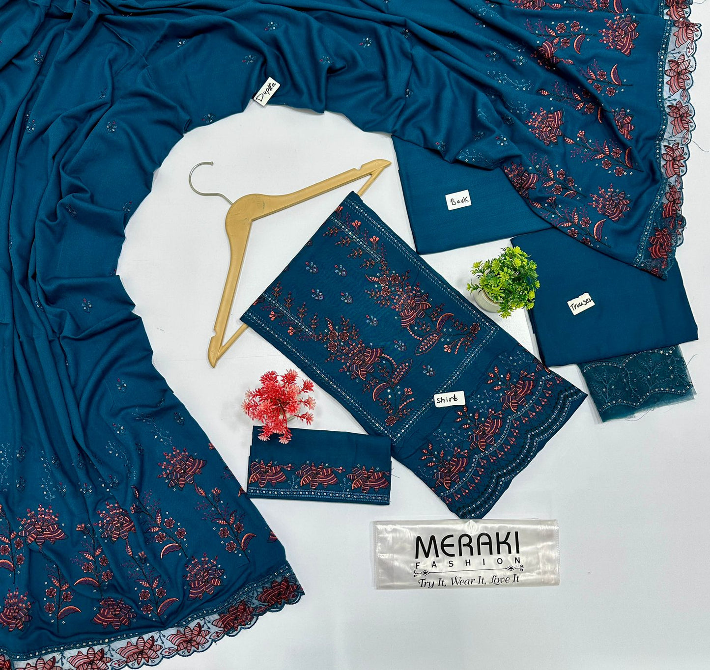 Tahzeeb By Meraki Fashion Vol  412 Luxury Embroidery 3 Pc Karandi (4 Suits ) A