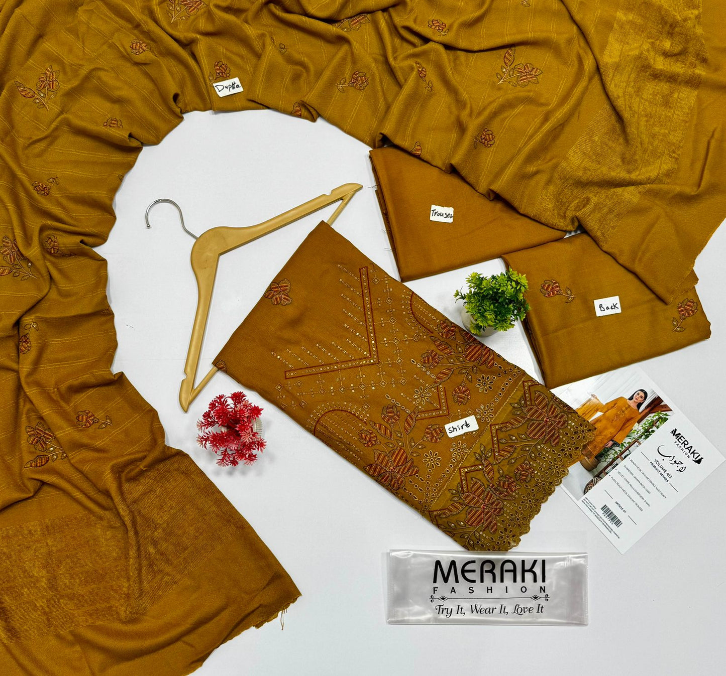 Meraki Fashion Vol 413 Peach Wool 4 Suits A