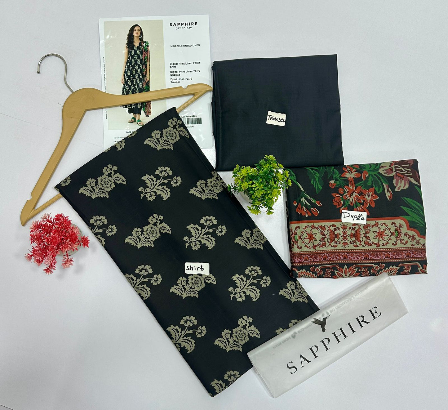 Sapphire Digital Printed 72/72 3Pc Linen (5 Suits) B