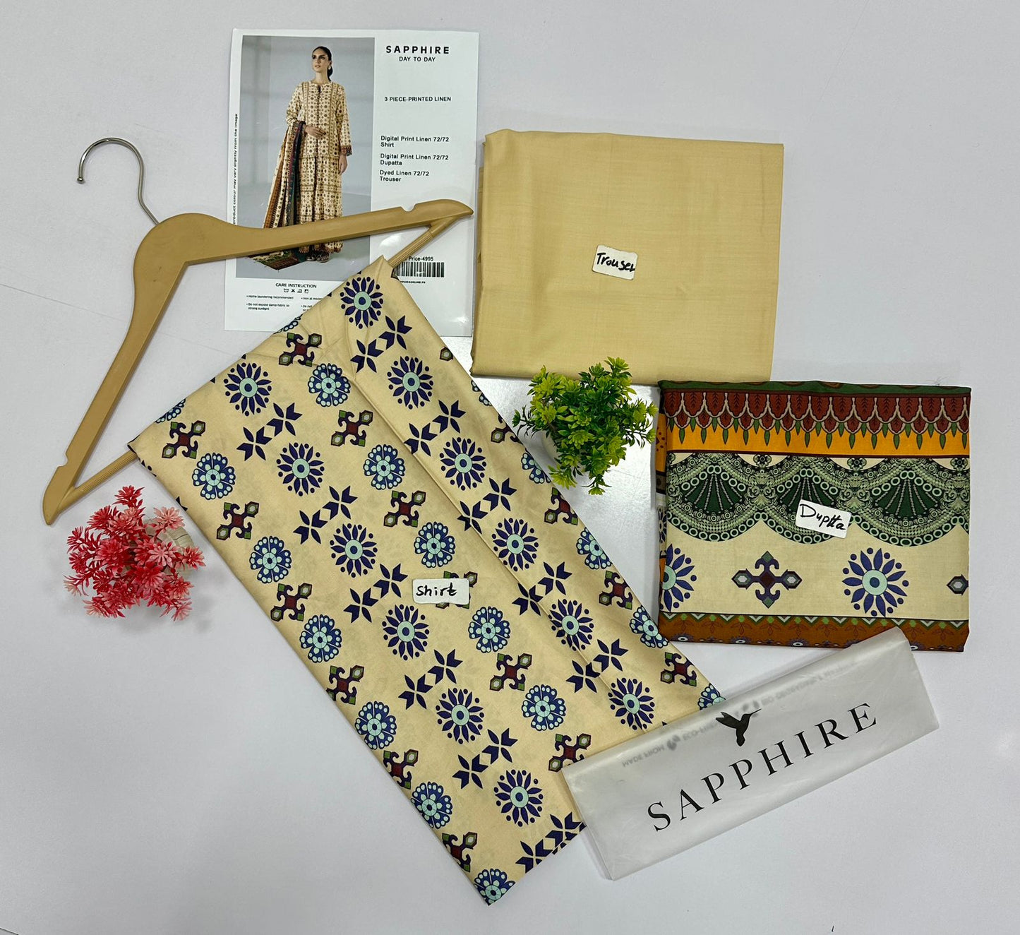 Sapphire Digital Printed 72/72 3Pc Linen (5 Suits) B