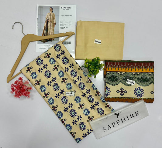 Sapphire Digital Printed 72/72 3Pc Linen (5 Suits) B