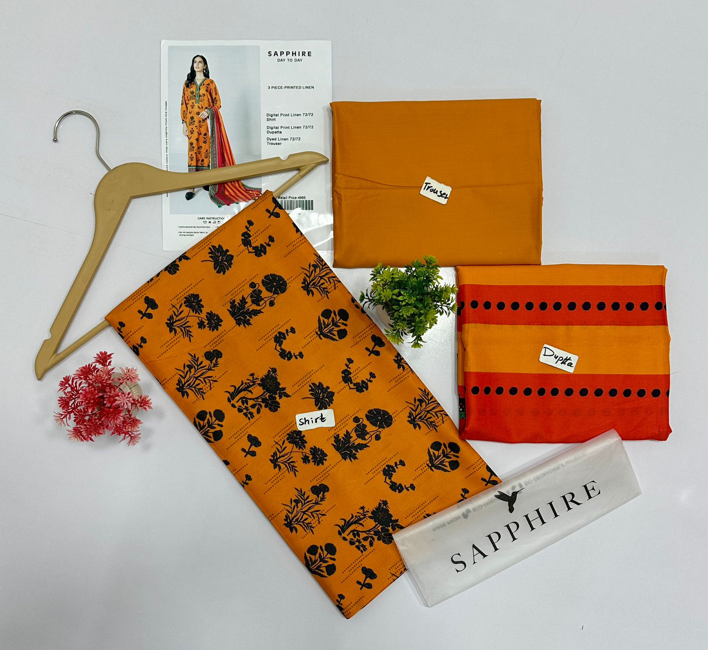 Sapphire Digital Printed 72/72 3Pc Linen (5 Suits) B