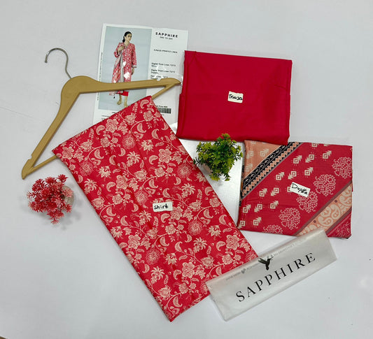 Sapphire Digital Printed 72/72 3Pc Linen (5 Suits)A