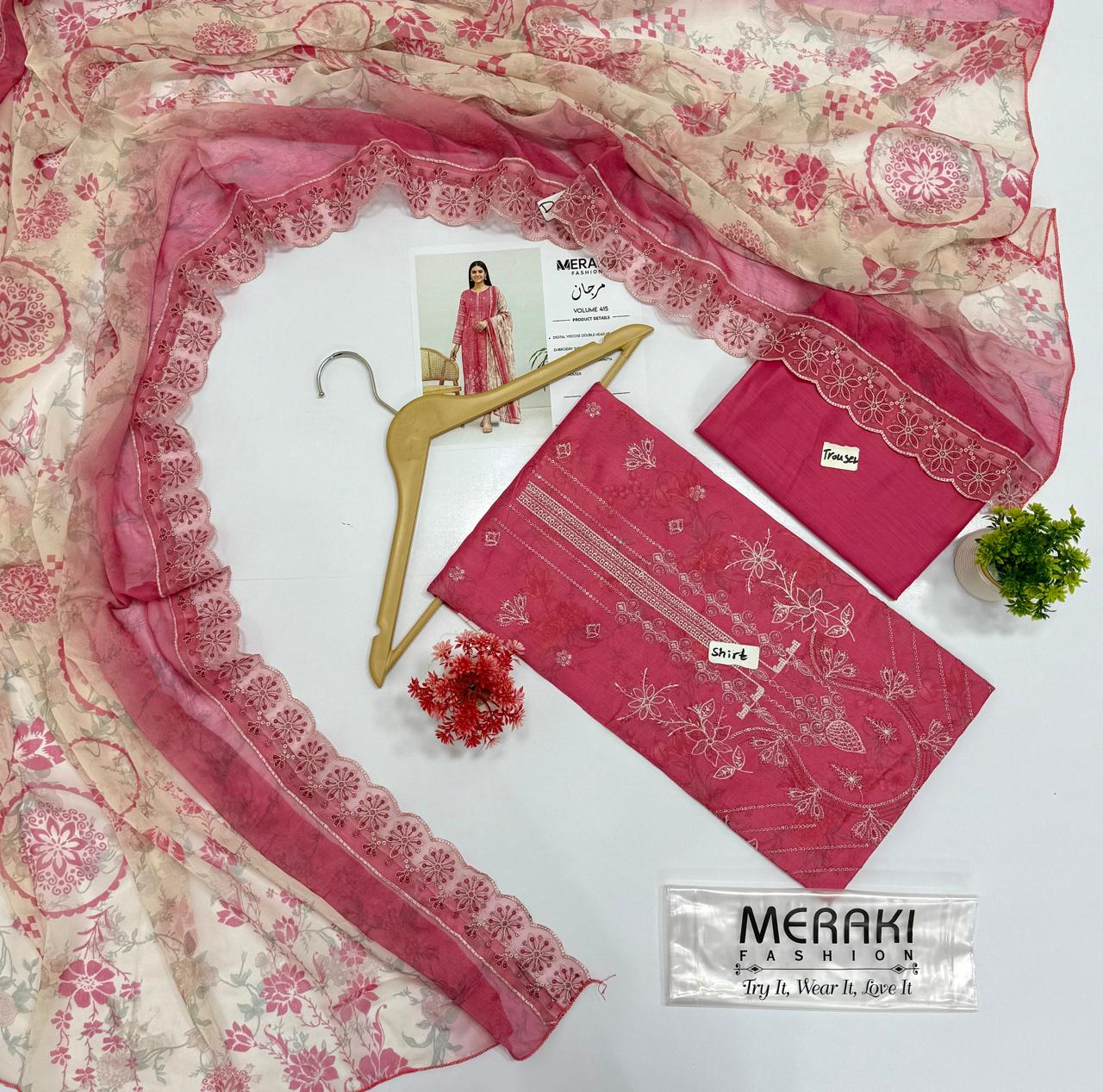 Meraki Fashion Vol 415 مرجان Digital Printed Viscose           ( 5 Suits) A