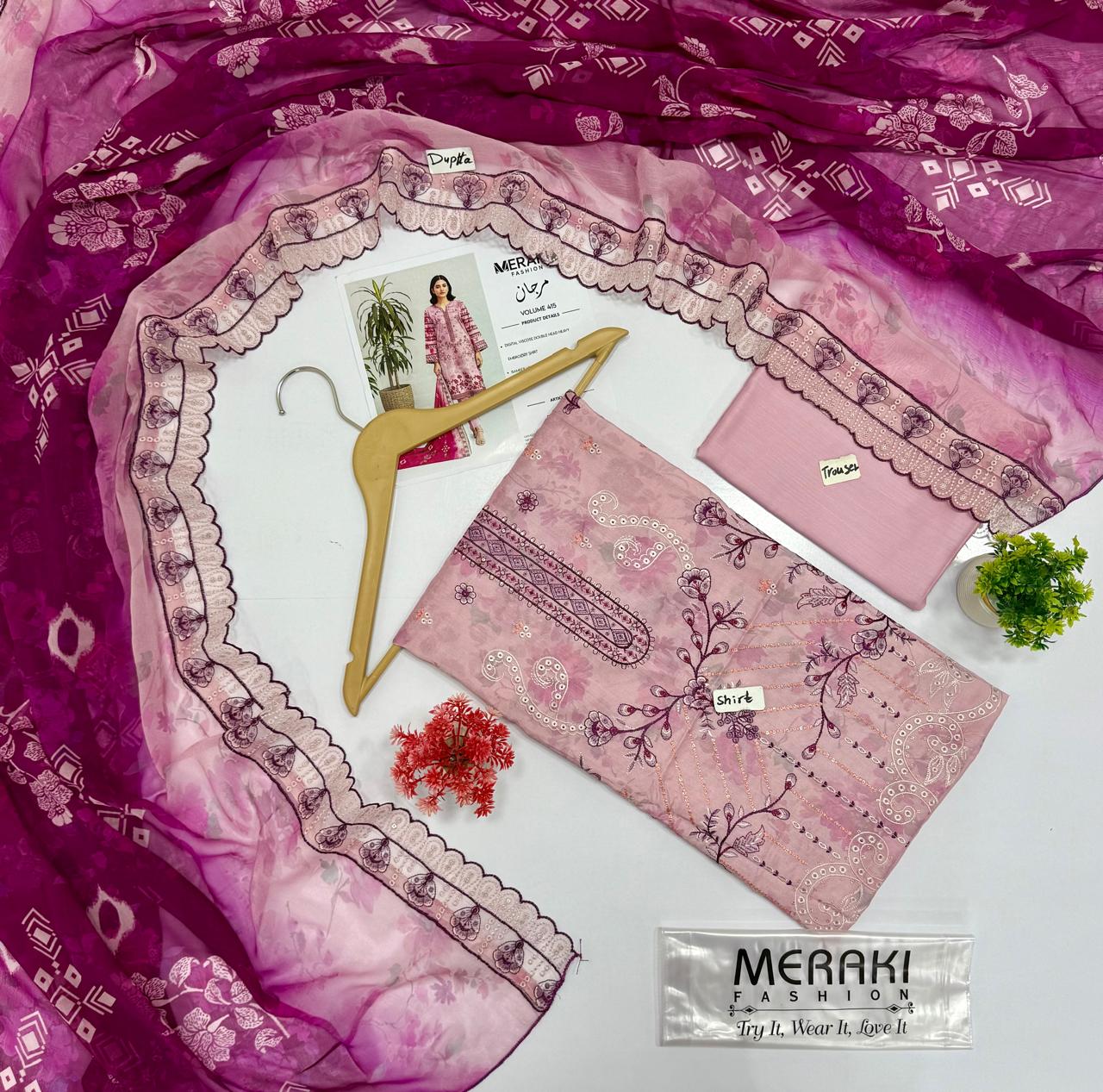 Meraki Fashion Vol 415 مرجان Digital Printed Viscose           ( 5 Suits) A