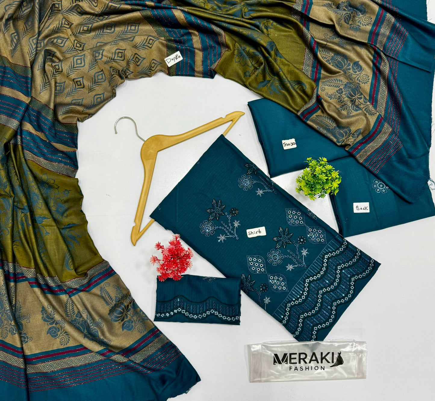 Meraki Fashion Vol 418 Bana Dora Peach Wool Dhanak 3 Suits A