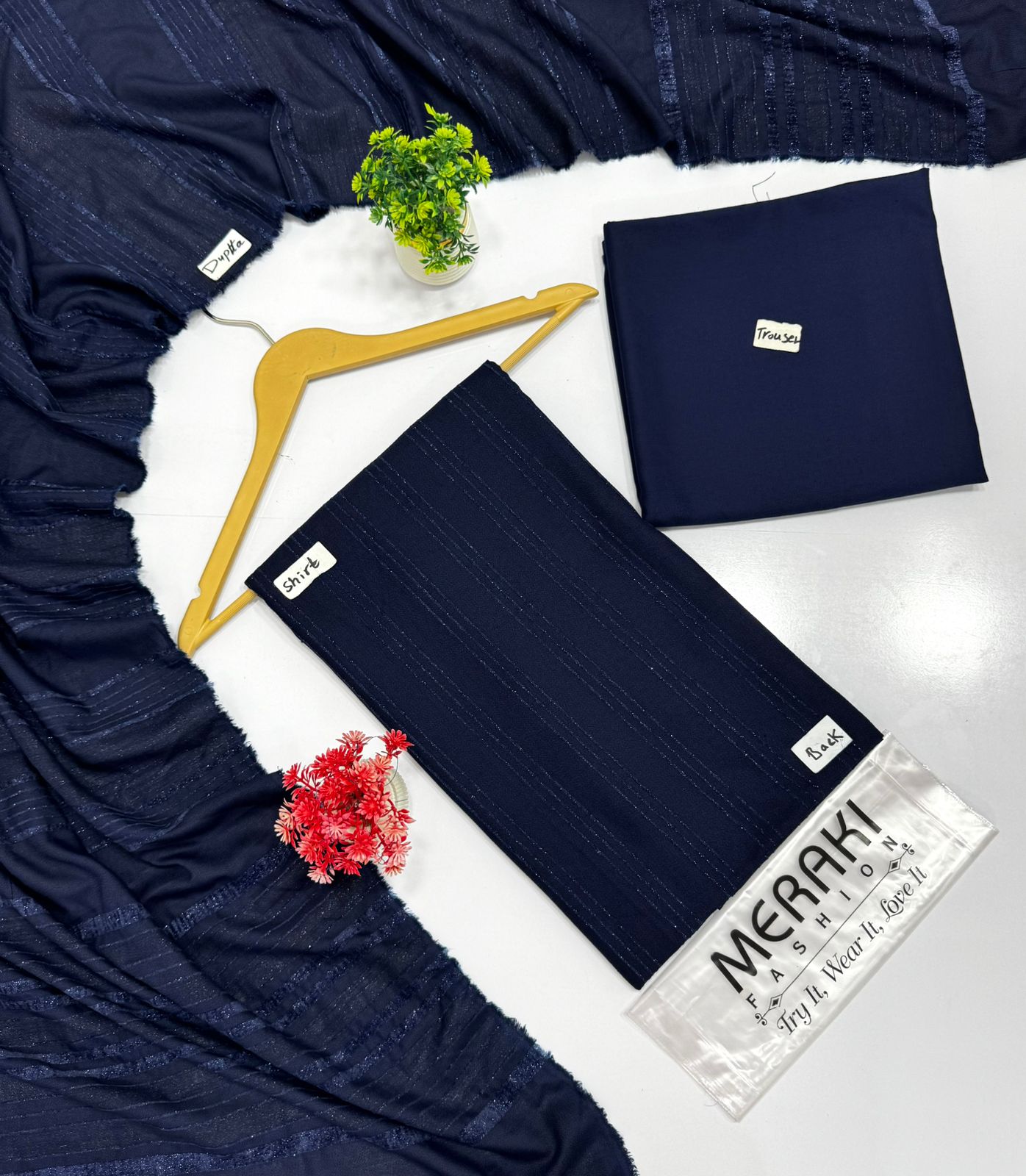 Meraki Fashion vol 421 Chamkhi Valvet Stripe Wool (3 Suits)A