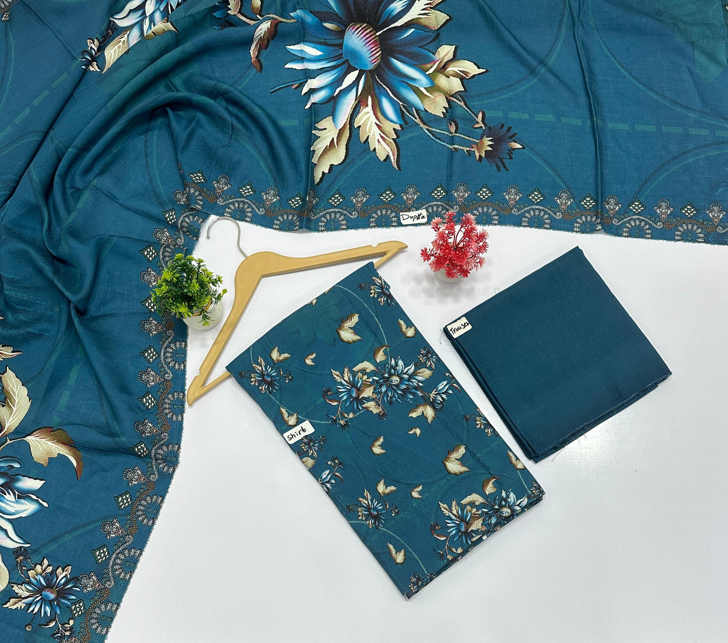 Leather Peach Chamki Digital Print  (6 Suits)