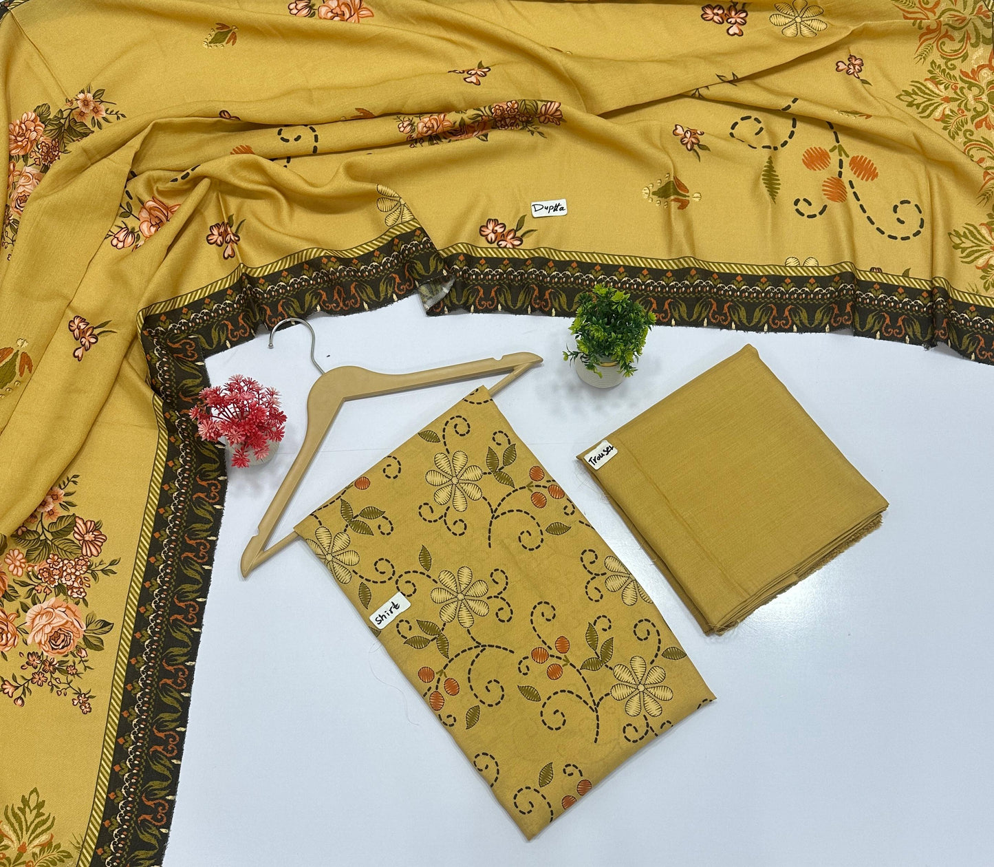 Leather Peach Chamki Digital Print  (6 Suits)