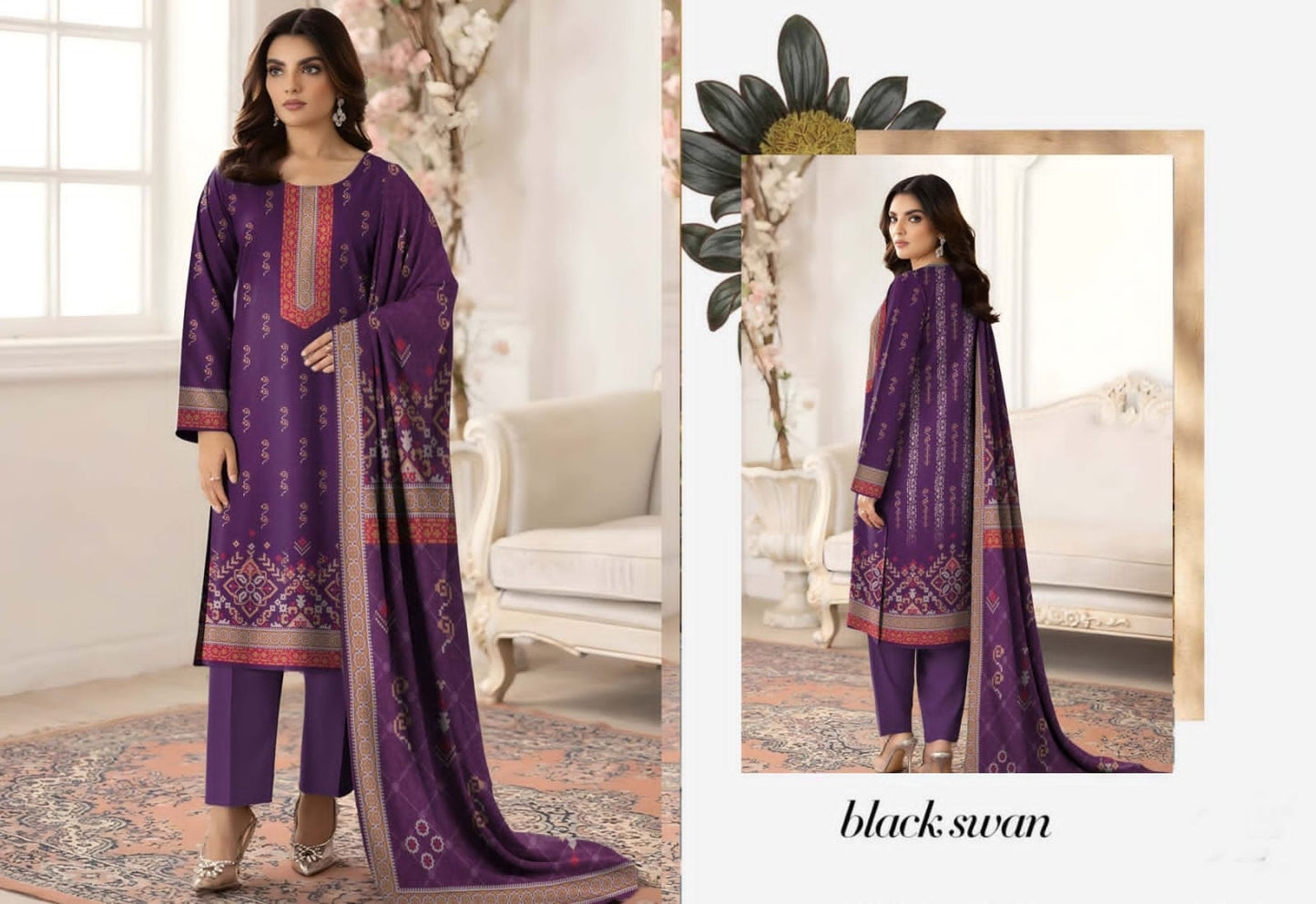 ORIGINAL BRAND BINNOOR FAB DIGITAL GOLD SHAMRAY(10 Suits)