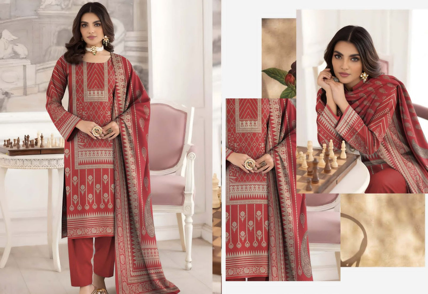 ORIGINAL BRAND BINNOOR FAB DIGITAL GOLD SHAMRAY(10 Suits)