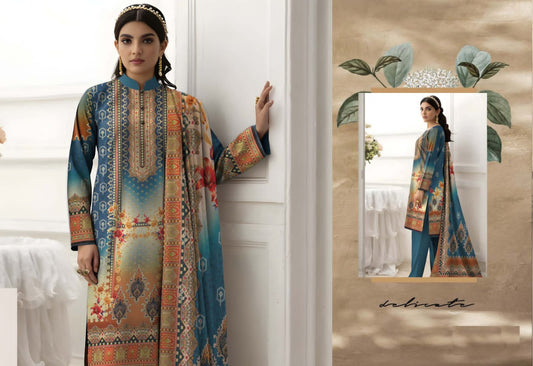 ORIGINAL BRAND BINNOOR FAB DIGITAL GOLD SHAMRAY(5 Suits)B