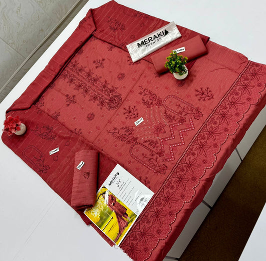 Meraki Fashion Vol 441 Velvet Strips Chamki ( 3 Suits)A