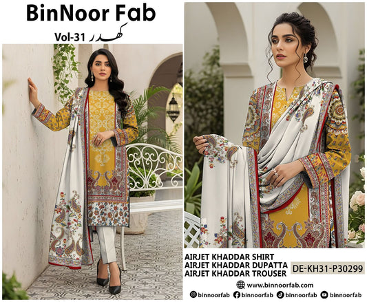 Original Brand Bin Noor Vol 31. 3PC Khaddar (10 Suits)