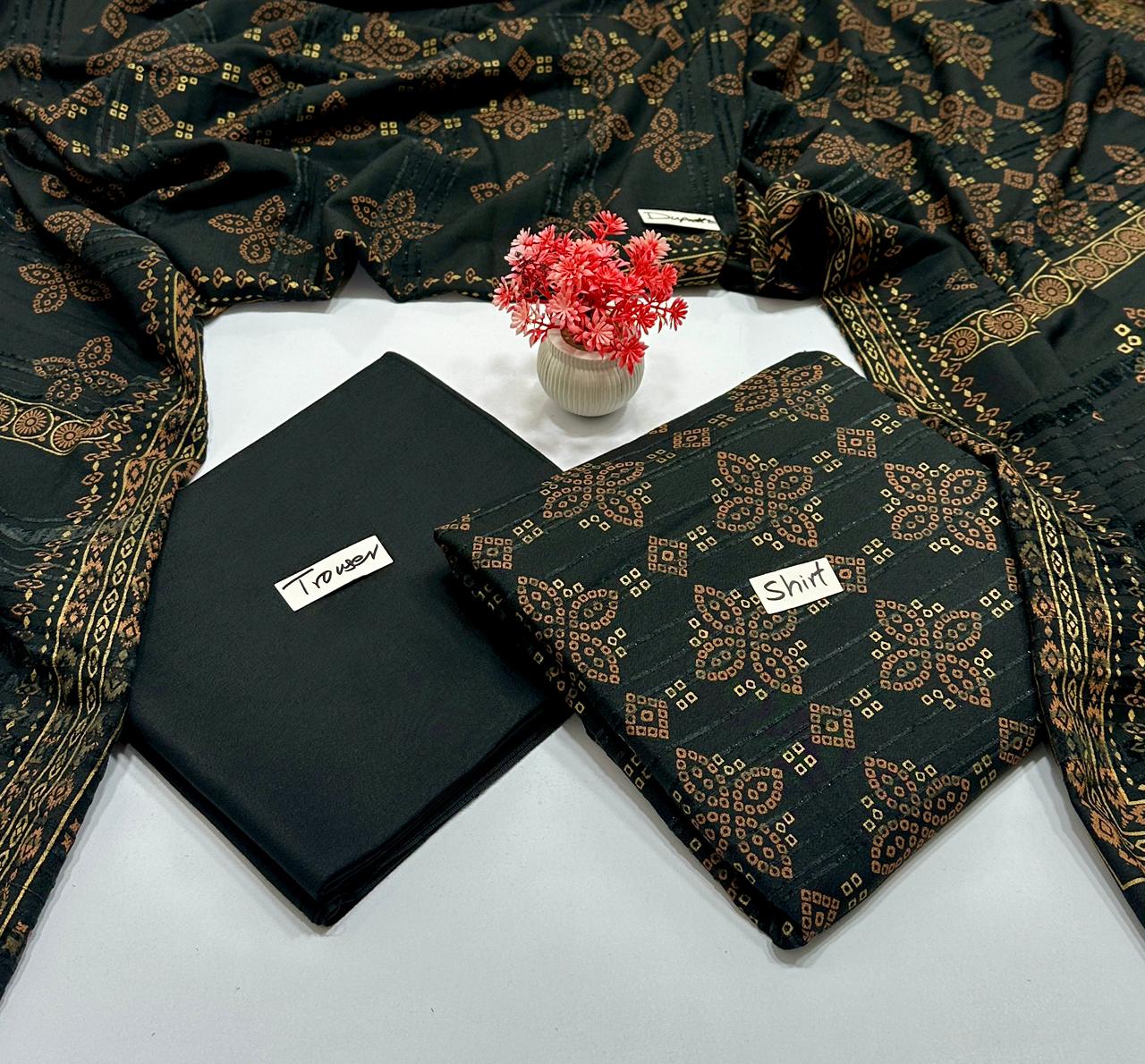 Lakhani Print Chamki 3Pc Valvet Strips  (8 Suits)A