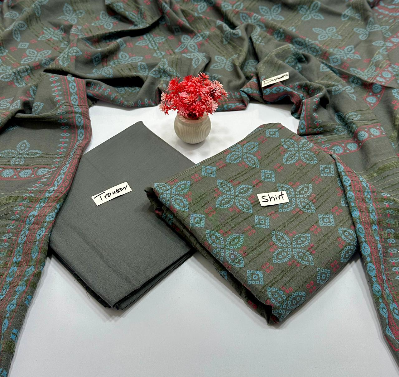 Lakhani Print Chamki 3Pc Valvet Strips  (8 Suits)A