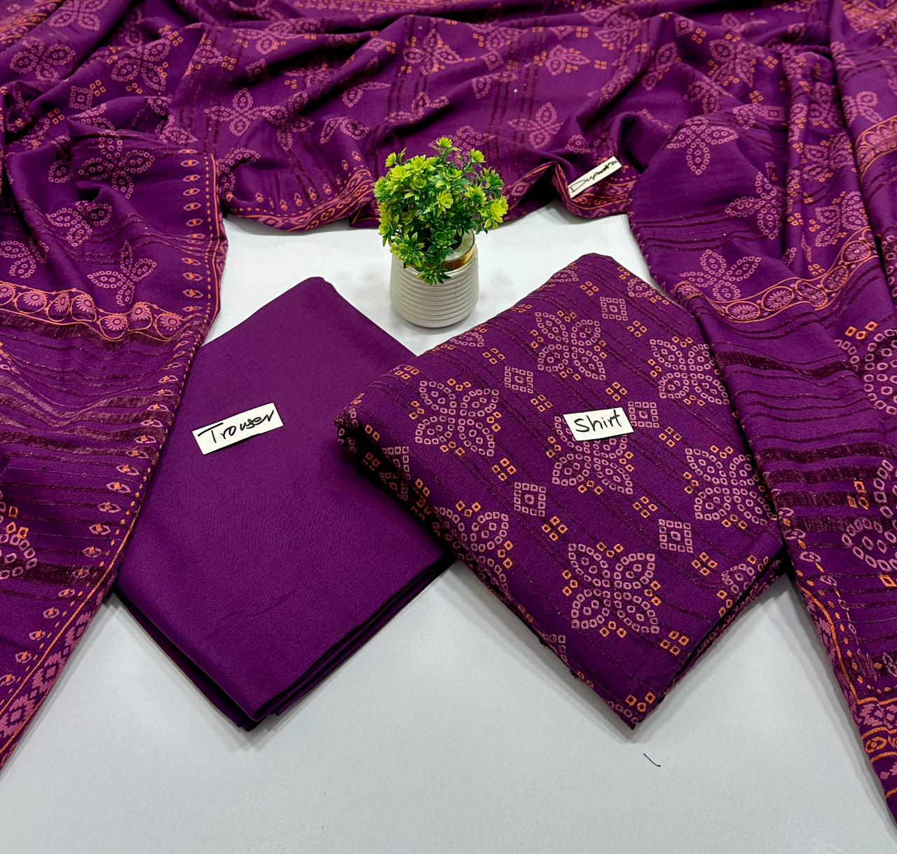 Lakhani Print Chamki 3Pc Valvet Strips  (8 Suits)A