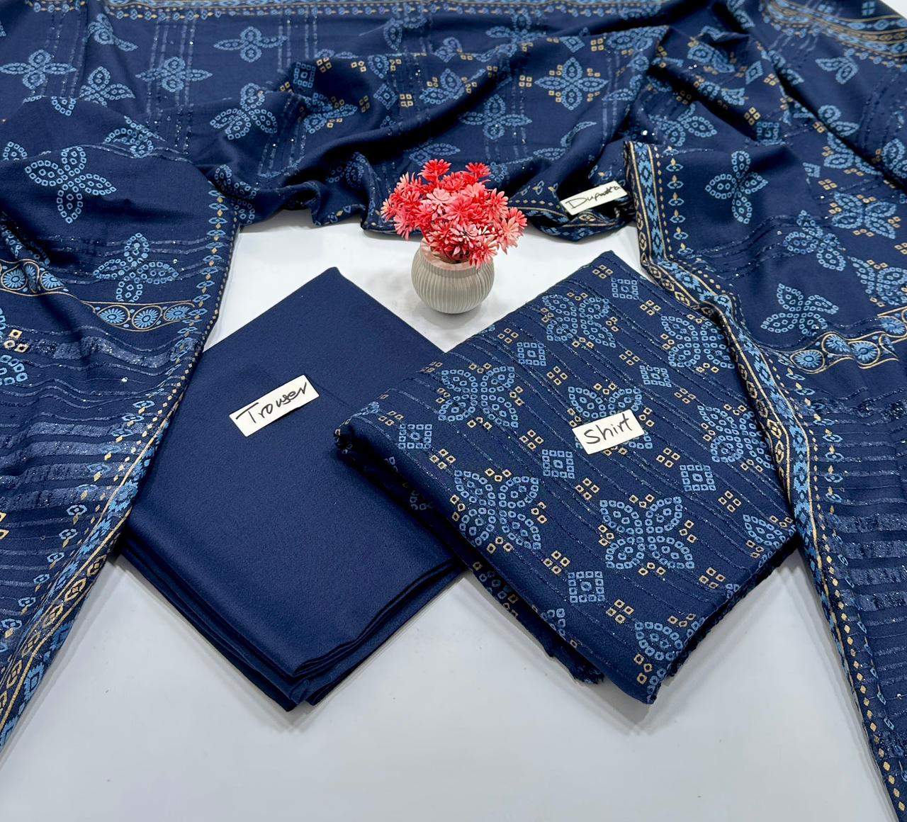 Lakhani Print Chamki 3Pc Valvet Strips  (8 Suits)A