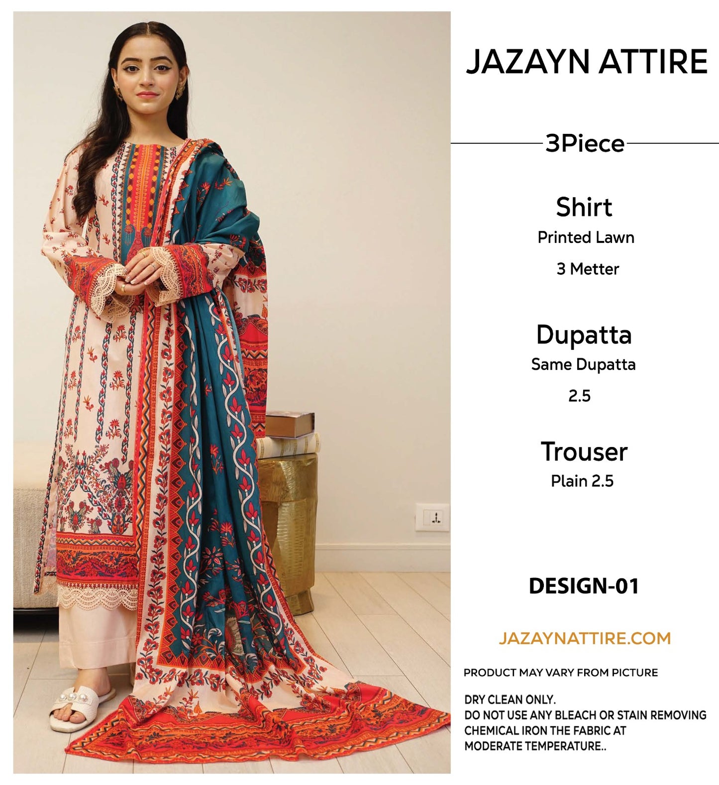 Jazayn Attire 3Pc Print Lawn (8 Suits)