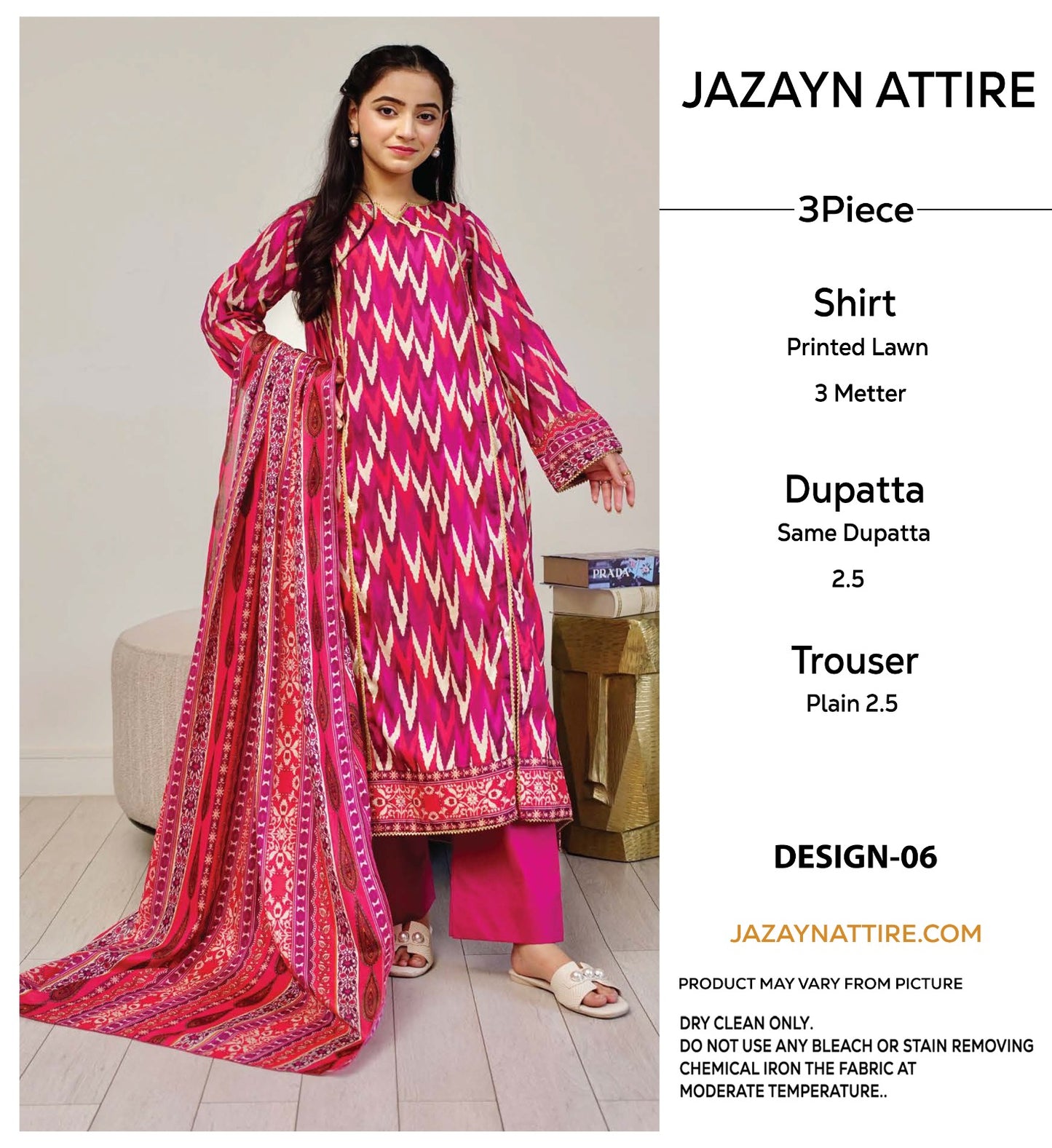 Jazayn Attire 3Pc Print Lawn (8 Suits)