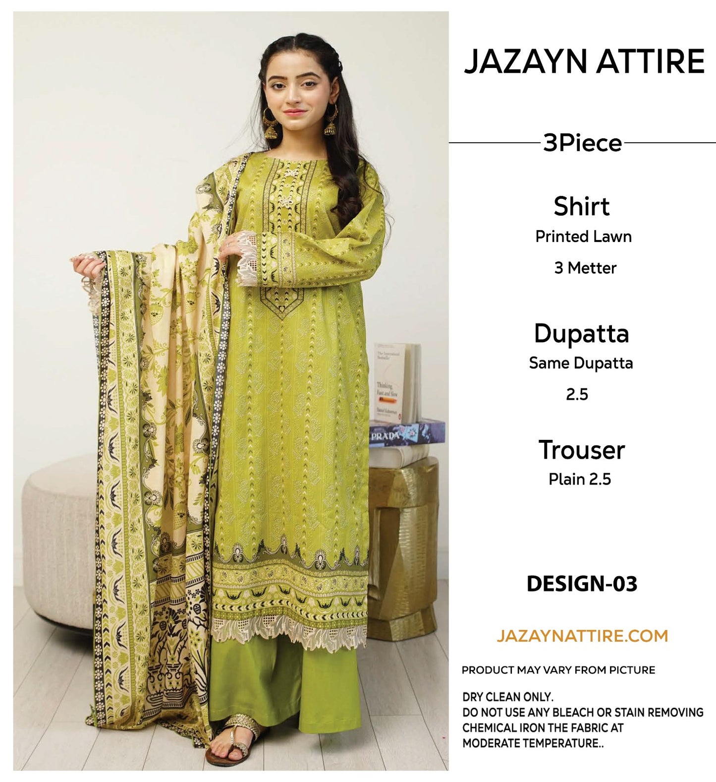 Jazayn Attire 3Pc Print Lawn (8 Suits)