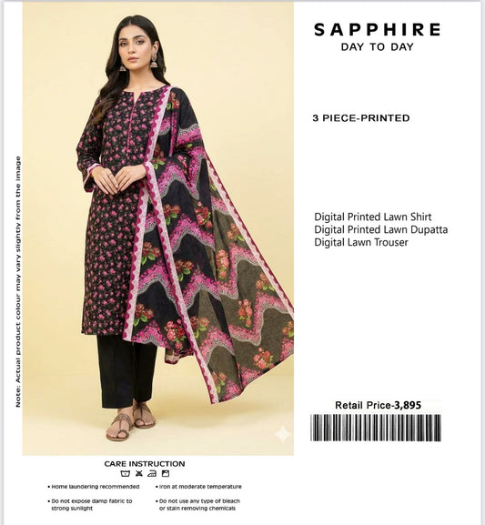 Sapphire 3Pc Digital Print Lawn (10 Suits)