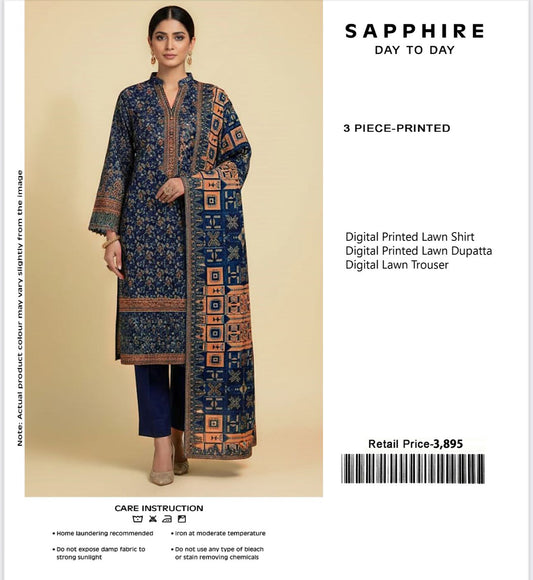 Sapphire 3Pc Digital Print Lawn (5 Suits)B