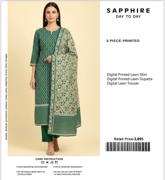 Sapphire 3Pc Digital Print Lawn (5 Suits)A