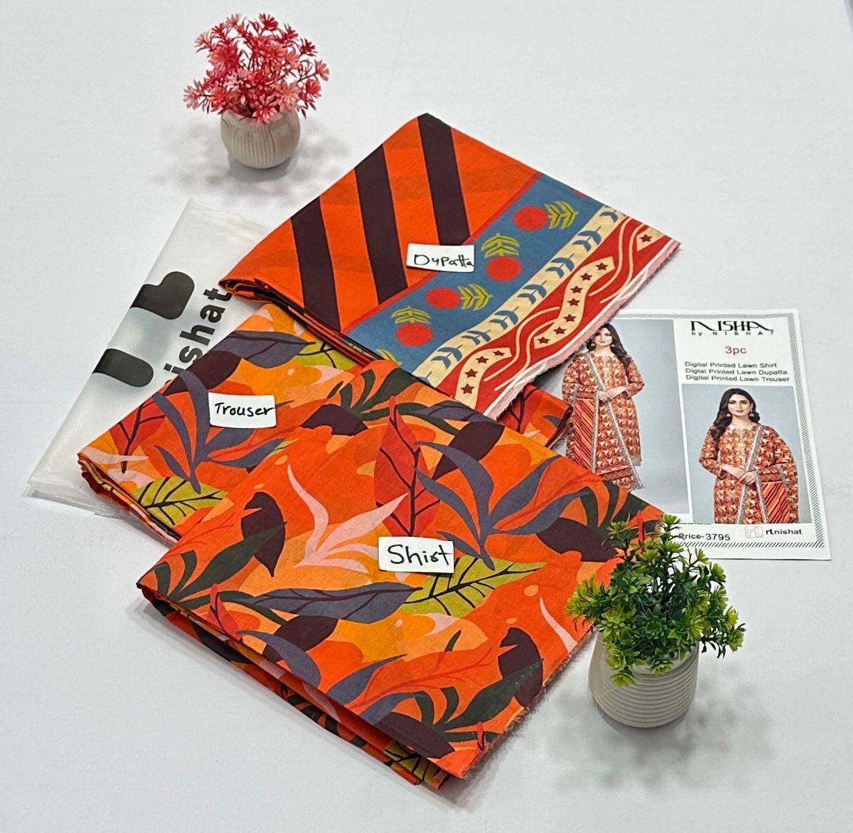 Nisha By Nishat All Over 3Pc Digital Print Lawn (5 Suits) A