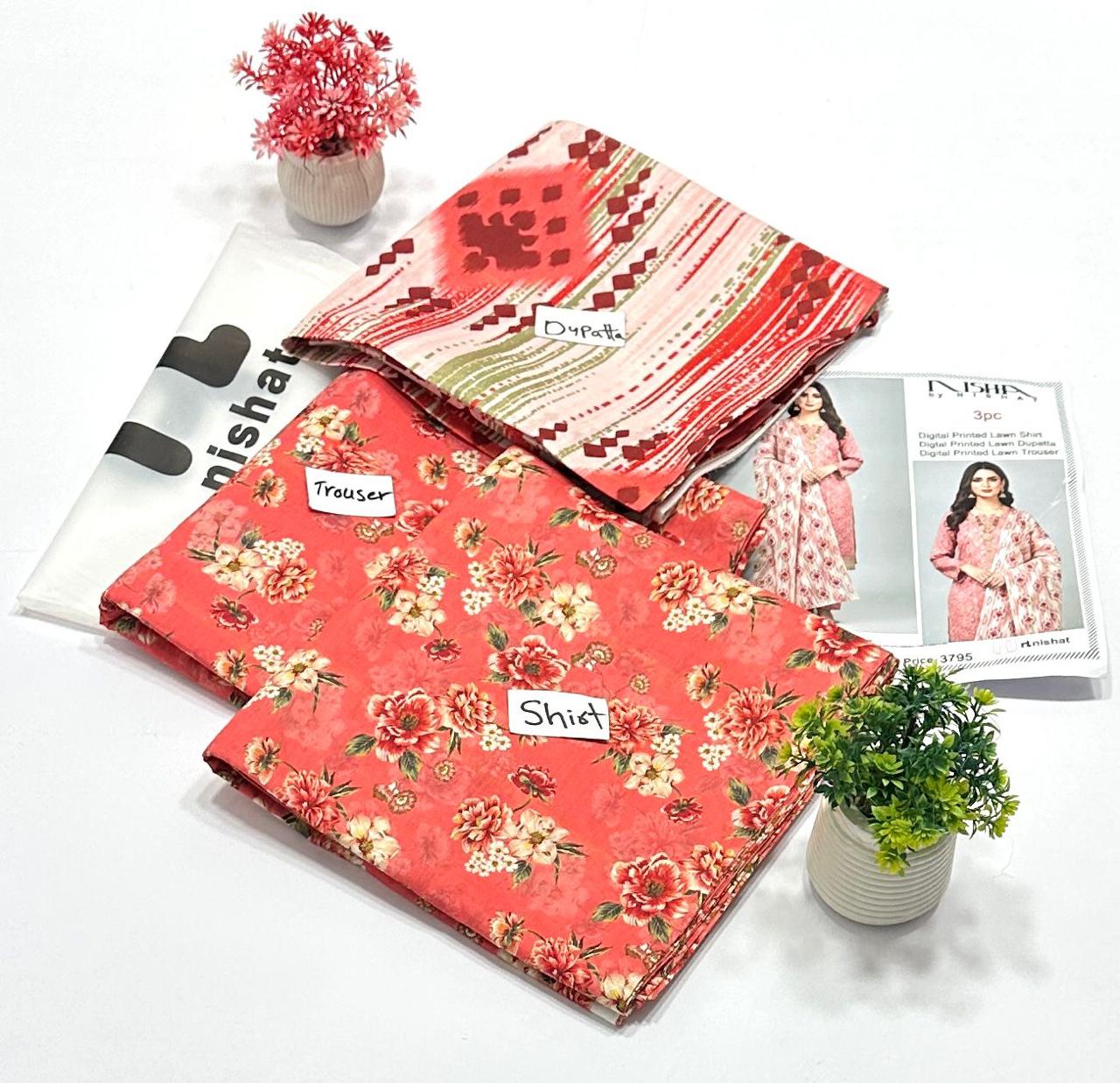 Nisha By Nishat All Over 3Pc Digital Print Lawn (5 Suits) A