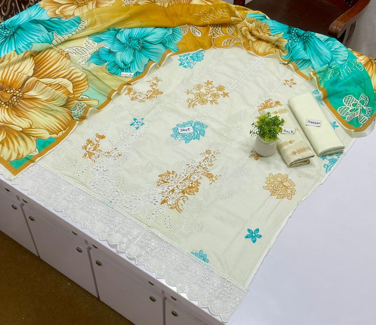 White Rose Luxury Embroidery 3 Pc Lawn (10 suits)
