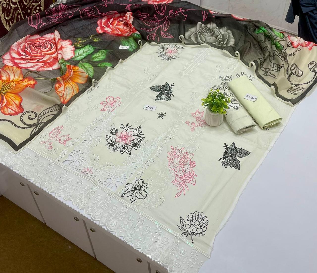 White Rose Luxury Embroidery 3 Pc Lawn (10 suits)