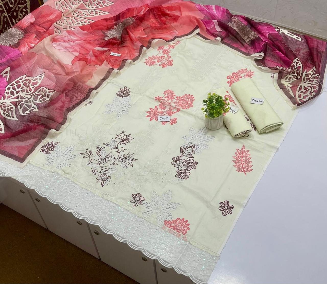 White Rose Luxury Embroidery 3 Pc Lawn (10 suits)