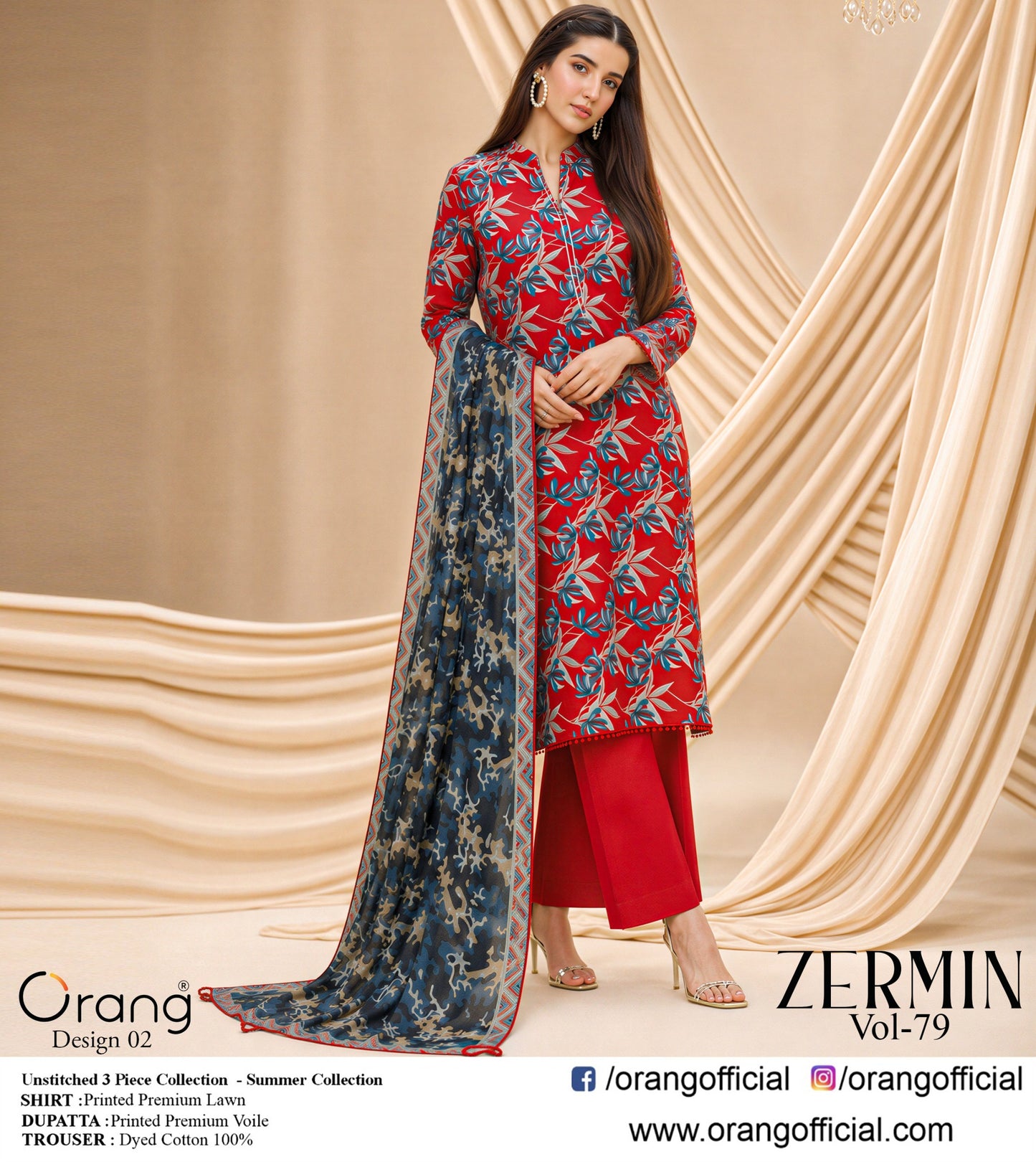 Zermin By ORANG 3 Pc Lawn ( 10 Suits )