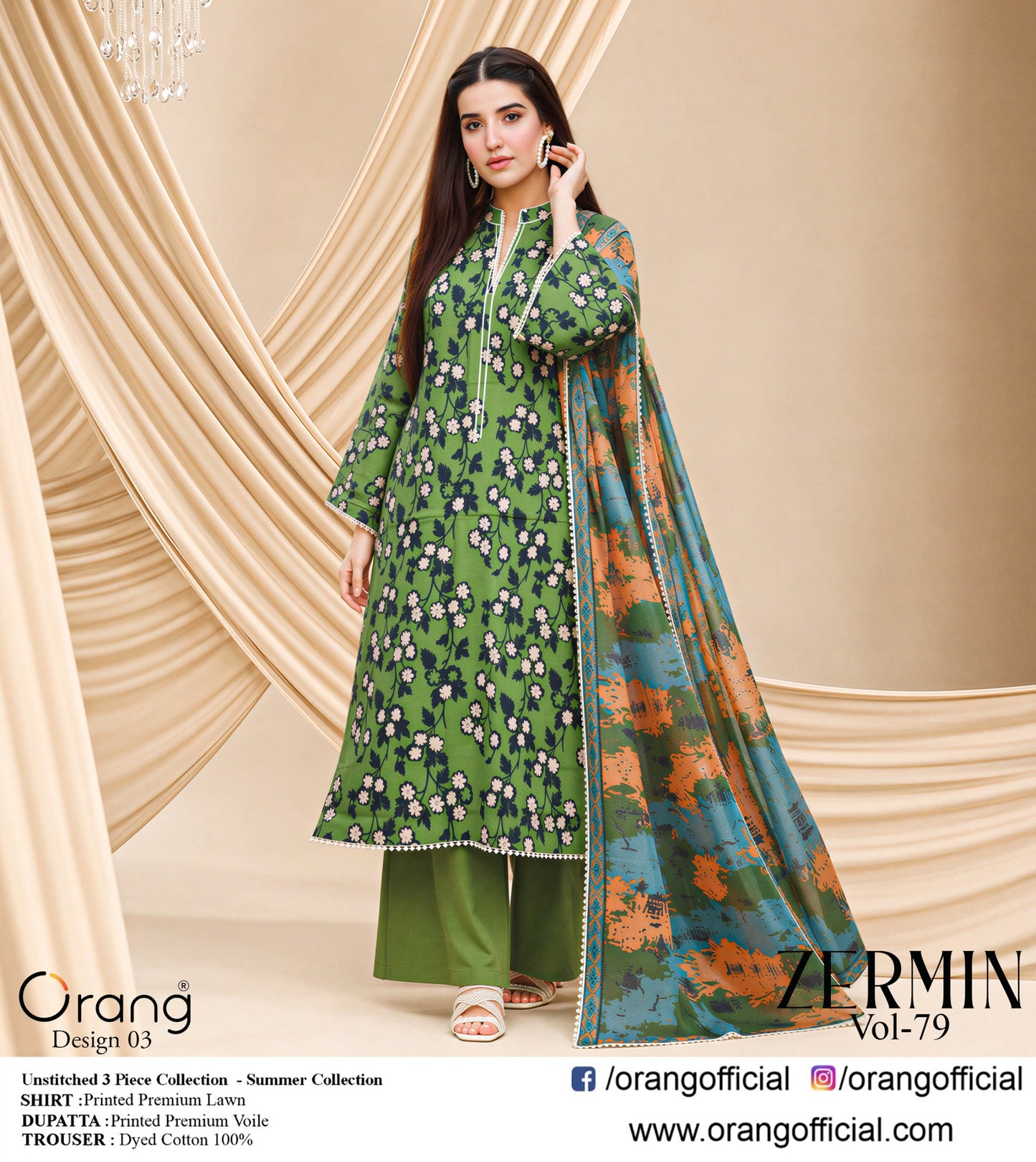 Zermin By ORANG 3 Pc Lawn ( 10 Suits )