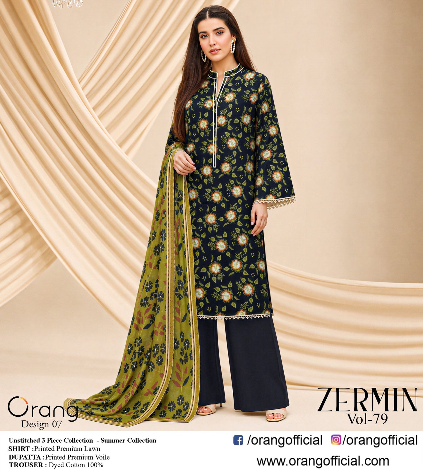 Zermin By ORANG 3 Pc Lawn ( 10 Suits )