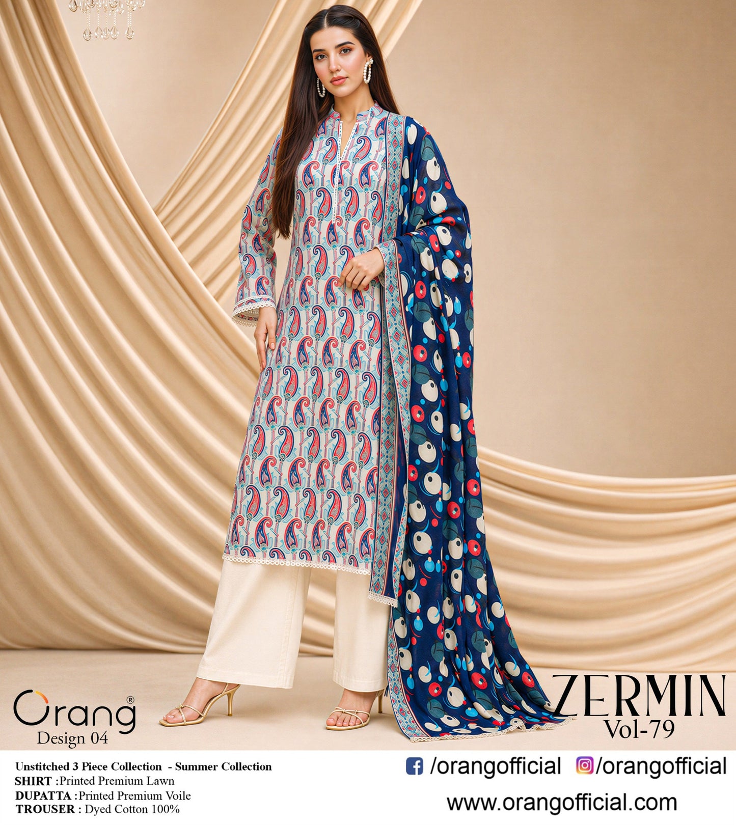 Zermin By ORANG 3 Pc Lawn ( 10 Suits )